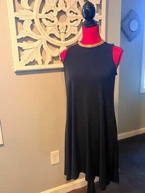 Calvin Klein Black Chain‑Neck Sleeveless Dress – Size M